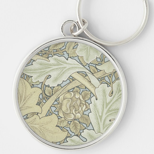 William Morris St James Acanthus Tapet Rund Silverfärgad Nyckelring (Framsidan)