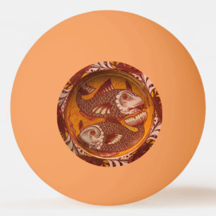 William Morris stil Arts and Crafts Röd Fisk Konst Pingisboll