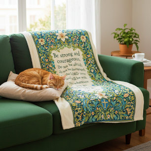 William Morris stil blom- och skrift Fleecefilt