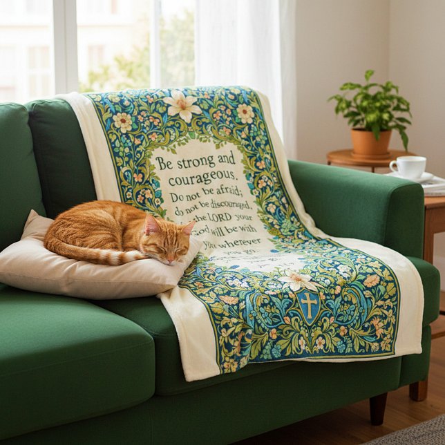 William Morris stil blom- och skrift Fleecefilt (Skapare uppladdad)