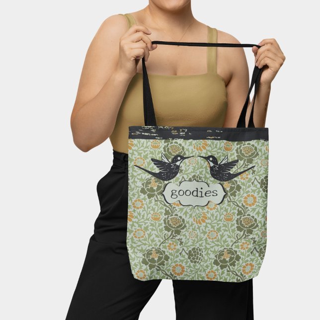 William Morris Stil Blommigt Distress Hummingbird Tygkasse (Skapare uppladdad)
