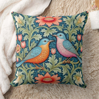 William Morris stil blommor/fåglar kudde. Kudde