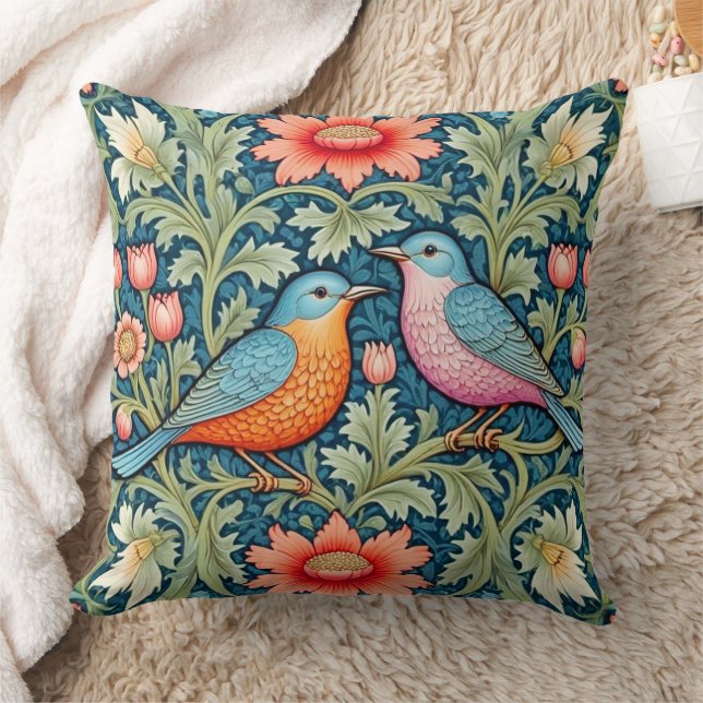 William Morris stil blommor/fåglar kudde. Kudde (Filt)