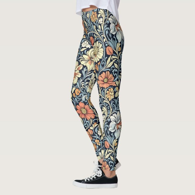 William Morris stil blomsterakantus mönster Leggings (Vänster)