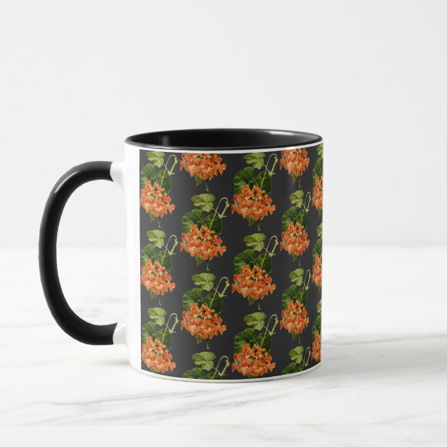 William Morris stil botanisk blomma svart  Mugg (Vänster)