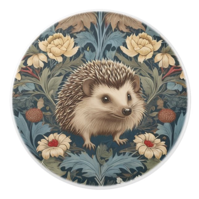 William Morris stil Hedgehog Höger Facing Blommigt Knopp (Framsidan)