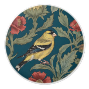 William Morris stil Höger American Goldfinch Bird Knopp