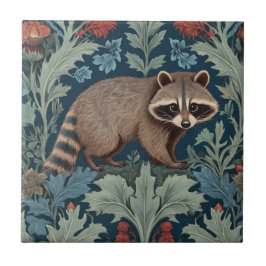 William Morris stil Höger Facing Raccoon Kakelplatta