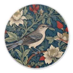 William Morris stil Höger Mockingbird Bird blommig Knopp