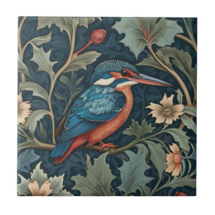 William Morris stil Höger mot Kingfisher Bird Kakelplatta