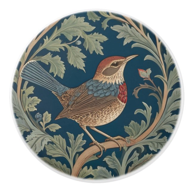 William Morris stil Höger mot Wren Bird Knopp (Framsidan)