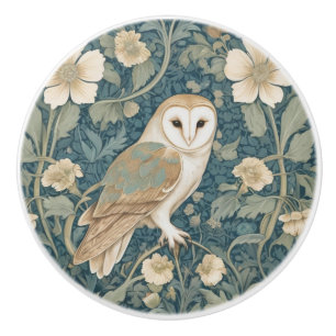 William Morris stil Höger Teal Cream Barn Uggla Knopp