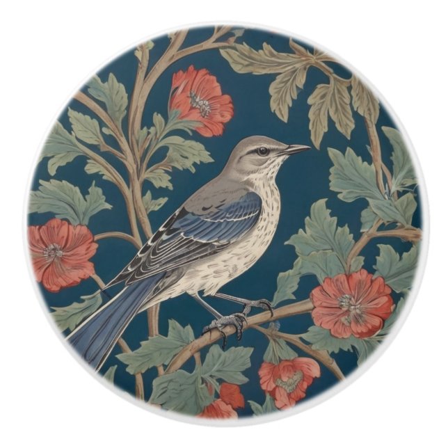 William Morris stil Höger vänd mot Mockingbird Bir Knopp (Framsidan)