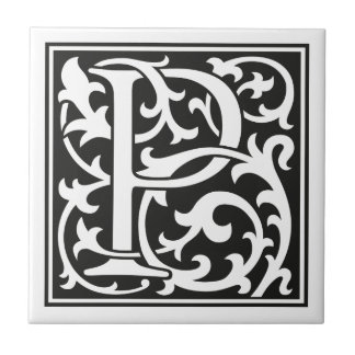 William Morris stil initial brev P Kakelplatta
