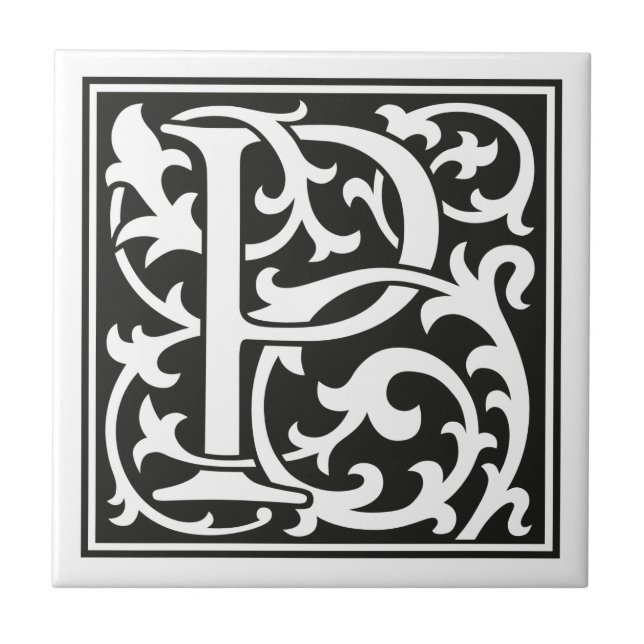 William Morris stil initial brev P Kakelplatta (Framsidan)