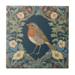 William Morris stil L Robin Redbröd Bird Kakelplatta