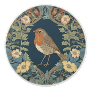 William Morris stil L Robin Redbröd Bird Knopp