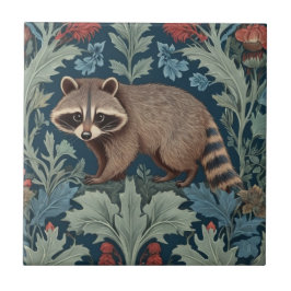 William Morris stil Lämnat Facing Raccoon Kakelplatta