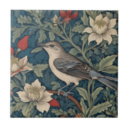 William Morris stil Lämnat Mockingbird Bird blommi Kakelplatta