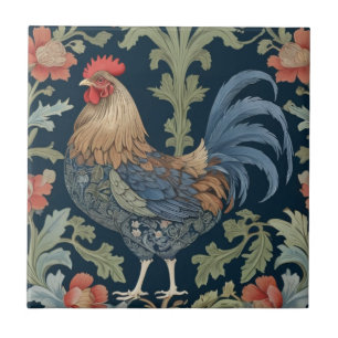William Morris stil Lämnat mot Blommigt Chicken Kakelplatta