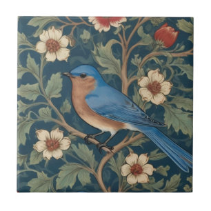 William Morris stil Lämnat mot Bluebird Bird Kakelplatta
