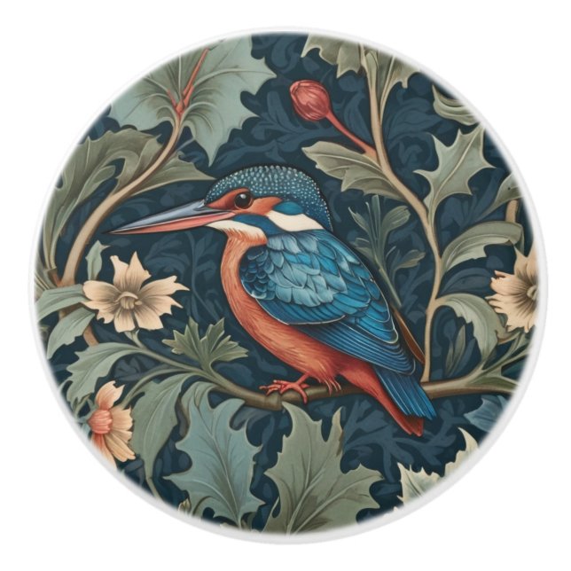 William Morris stil Lämnat mot Kingfisher Bird Knopp (Framsidan)