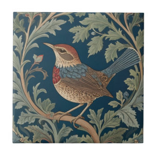 William Morris stil Lämnat mot Wren Bird Kakelplatta