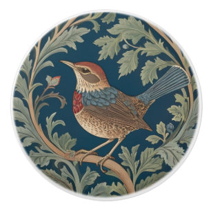 William Morris stil Lämnat mot Wren Bird Knopp