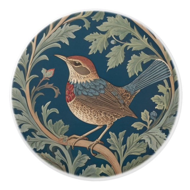 William Morris stil Lämnat mot Wren Bird Knopp (Framsidan)