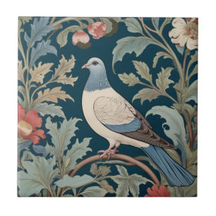 William Morris stil Lämnat på Pigeon Bird Kakelplatta