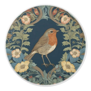 William Morris stil R Robin Redbröd Bird Knopp