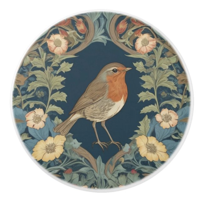 William Morris stil R Robin Redbröd Bird Knopp (Framsidan)