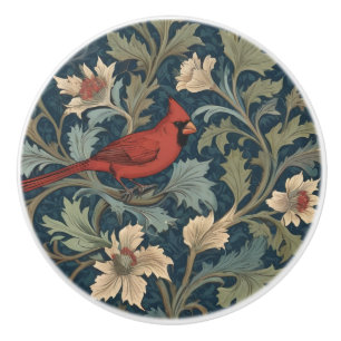 William Morris stil Red Cardinal Bird höger Knopp