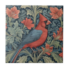 William Morris stil Red Cardinal Bird R blommigt Kakelplatta