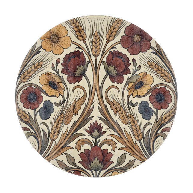William Morris stil röd guld vete blomster mönster (Framsidan)