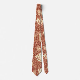 William Morris Stil Röd Lilja Blommönster Slips