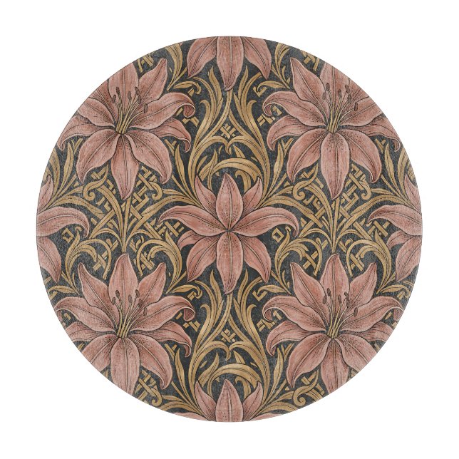 William Morris stil rosa lilja blomster mönster mö (Framsidan)