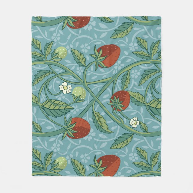 William Morris Stil Strawberry Thief Blommigt Fleecefilt (Framsidan)