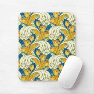 William Morris stil Teal & Guld Tulpan Blommig Kon Musmatta