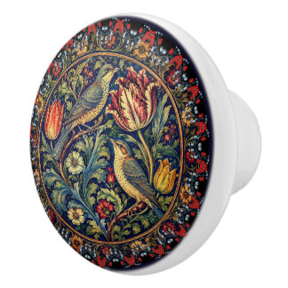 William Morris stil Tulpaner Fåglar Blommig Viktor Knopp