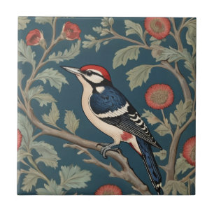 William Morris stil Underbar spottschaktare Bird Kakelplatta