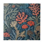 William Morris stil Underwater Sea Ocean Coral Kakelplatta<br><div class="desc">"klassisk scuba art nouveau",  "sage grönt sjögräs coral",  "sea sea sea maritime animals",  "william morris ceramic tile",  "blue Aquatic vatten life",  "diver sea DOT",  "vintage hawaiian stranddyving life",  "nautical wildlife vild animal",  "hawaii blommigt mörk barriär reef",  "Traditional botreef" Anjoniskt undervattensantik"</div>