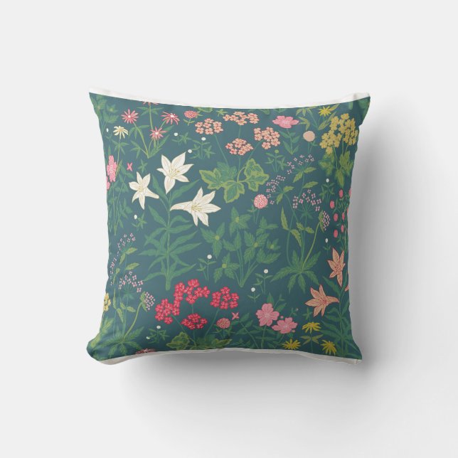 William Morris Stil Vår Garden Blommönster Kudde (Framsida)