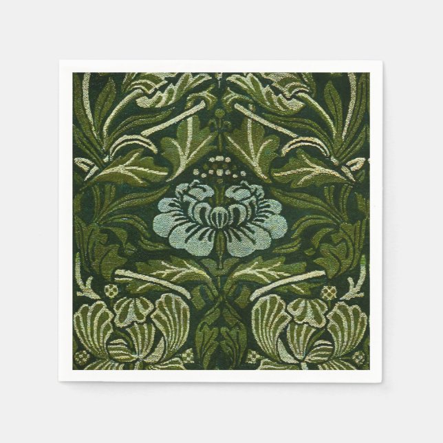 William Morris Stor Grön Tulpan Ros Tapet Pappersservett (Framsidan)