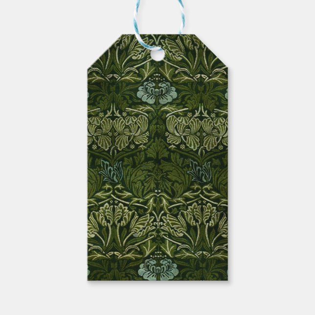 William Morris Stor Grön Tulpan Ros Tapet Presentetikett (Framsidan)