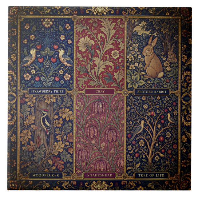 William Morris storslagna lapptäcks collage Kakelplatta (Framsidan)