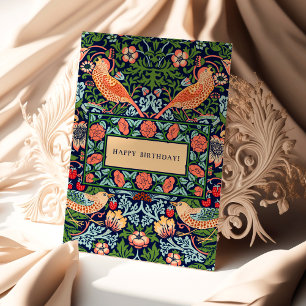 William Morris Strawberry Thief Birthday Card Kort