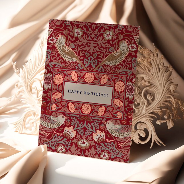 William Morris Strawberry Thief Birthday Card Kort (Skapare uppladdad)