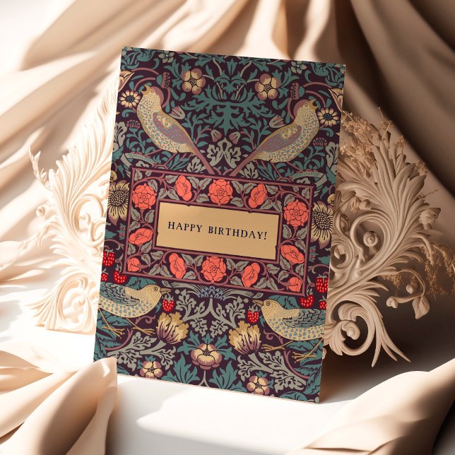 William Morris Strawberry Thief Birthday Card Kort (Skapare uppladdad)