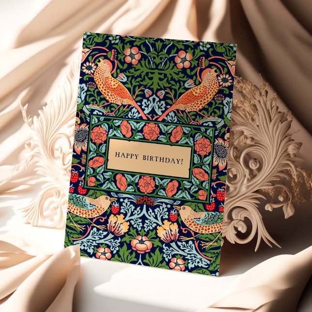 William Morris Strawberry Thief Birthday Card Kort (Skapare uppladdad)